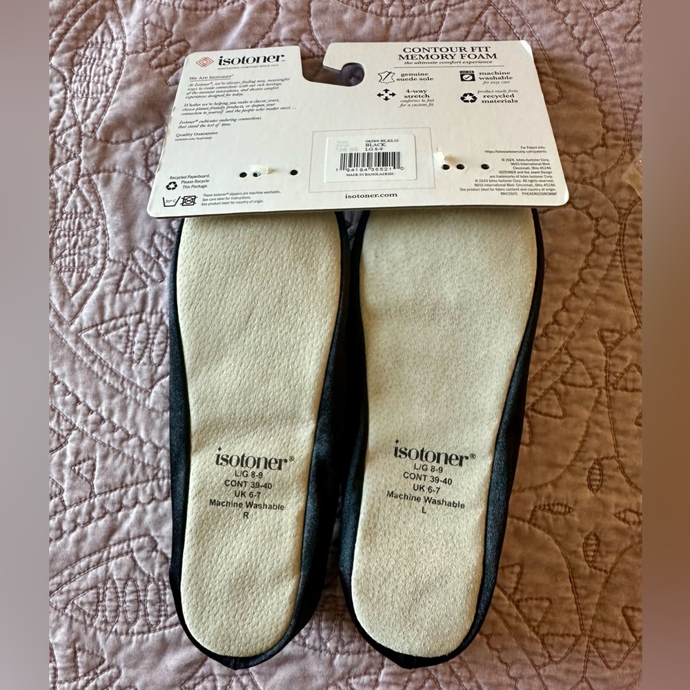 NWT Isotoner Black Slippers - Picture 3 of 4